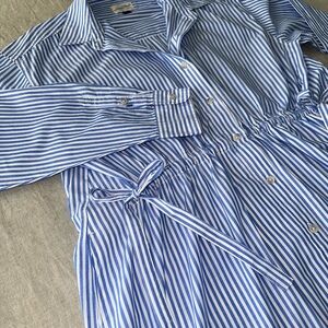 Universal Thread Blue and White Striped Maxi Shirt Dress